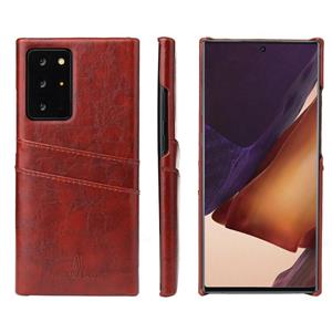 fierreshann Voor Samsung Galaxy Note 20 Ultra Fierre Shann Retro Oil Wax Texture PU Lederen case met kaartslots(bruin)