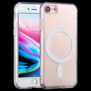 huismerk Magsafe Case Simple Magnetic Ring All-inclusive Clear Crystal Acryl PC +TPU Shockproof Case Voor iPhone SE 2020 / 8