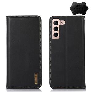 huismerk For Samsung Galaxy S22 5G KHAZNEH Nappa Top Layer Cowhide Leather Phone Case(Black)