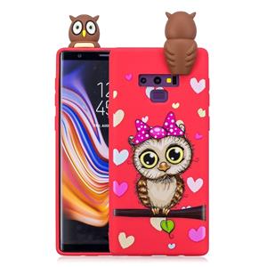 huismerk Voor Galaxy Note 9 schokbestendige cartoon TPU beschermhoes (rode uil)