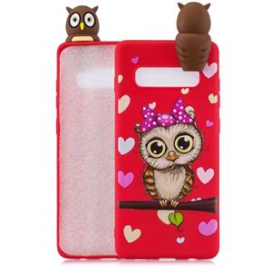 huismerk Voor Galaxy S10 shock proof cartoon TPU beschermende case (rode uil)