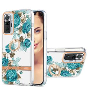 huismerk For Xiaomi Redmi Note 10 Pro / Note 10 Pro Max Ring IMD Flowers TPU Phone Case(Blue Rose)