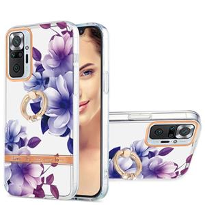 huismerk For Xiaomi Redmi Note 10 Pro / Note 10 Pro Max Ring IMD Flowers TPU Phone Case(Purple Begonia)