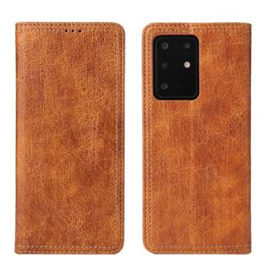 fierreshann Voor Samsung Galaxy S20 Fierre Shann Retro Tree Bark Texture PU Magnetic Horizontal Flip Leather Case met Holder & Card Slots & Wallet(Brown)