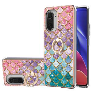 huismerk Voor Xiaomi MI 11I / POCO F3 / Redmi K40 / Redmi K40 PRO-galvanoplating patroon IMD TPU schokbestendig geval met strass ringhouder (kleurrijke schalen