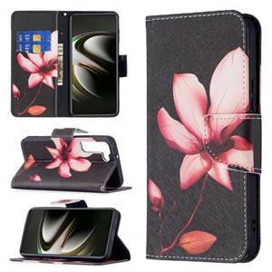 huismerk Voor Samsung Galaxy S22 5G Gekleurde Tekening Patroon Horizontale Flip Phone Lederen Case met Houder & Card Slots & Portemonnee (Lotus)