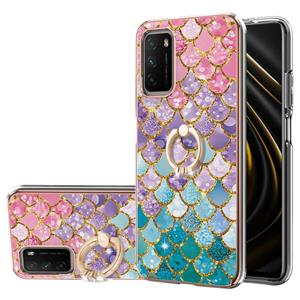 huismerk Voor Xiaomi POCO M3 / Redmi Note 9 4G / Redmi 9 Power / Redmi 9T Electroplating Pattern IMD TPU Shockproof Case met Rhinestone Ringhouder (kleurrijke