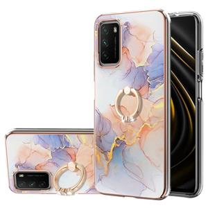 huismerk Voor Xiaomi POCO M3 / Redmi Note 9 4G / Redmi 9 Power / Redmi 9T Electroplating Pattern IMD TPU Shockproof Case met Rhinestone Ring Holder (Milky Way