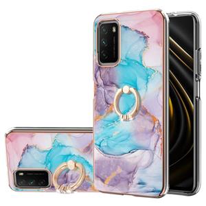 huismerk Voor Xiaomi POCO M3 / Redmi Note 9 4G / Redmi 9 Power / Redmi 9T Electroplating Pattern IMD TPU Shockproof Case met Rhinestone Ring Holder (Milky Way