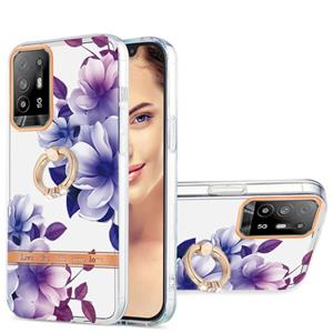 huismerk For OPPO A94 5G Ring IMD Flowers TPU Phone Case(Purple Begonia)