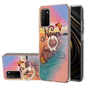 huismerk Voor Xiaomi POCO M3 / Redmi Note 9 4G / Redmi 9 Power / Redmi 9T Electroplating Pattern IMD TPU Shockproof Case met Rhinestone Ring Holder (Dream Chas