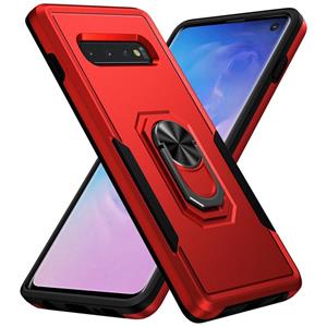 huismerk Voor Samsung Galaxy S10 Pioneer Armor Heavy Duty PC + TPU Houder Telefoonhoes (rood + zwart)