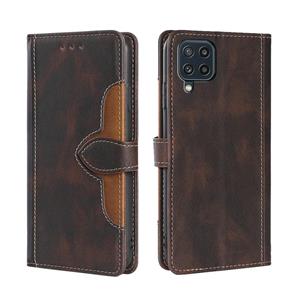 huismerk Voor Samsung Galaxy M32 Global Skin Feel Stro Hat Magnetische Gesp horizontale Flip PU Lederen Case met Houder & Card Slots & Portemonnee (Bruin)