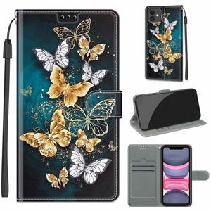 huismerk Voltage gekleurde tekening magnetische sluiting horizontale flip pu lederen tas met houder & kaart slots voor iphone 12 mini (C20 gouden zilver vliege