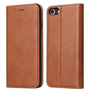 fierreshann Fierre Shann PU Genuine Leather Texture Horizontale Flip Lederen case met houder & kaartslots & portemonnee voor iPhone 8 / 7 / SE 2020(Bruin)