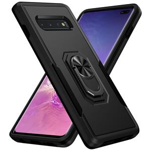 huismerk Voor Samsung Galaxy S10 + Pioneer Armor Heavy Duty PC + TPU Houder Phone Case (Black)