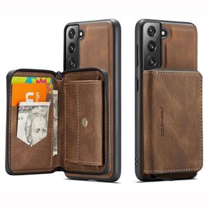 Voor Samsung Galaxy S22 + 5G Jeehood Magnetische Rits Horizontale Flip Phone Lederen Case (Brown)