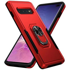 huismerk Voor Samsung Galaxy S10 + Pioneer Armor Heavy Duty PC + TPU Houder Phone Case (rood + zwart)