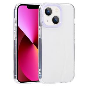 huismerk Macaron Lens Frame Transparante TPU-telefooncase voor iPhone 13 (Paars)