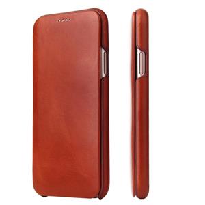 fierreshann Fierre Shann Business Magnetic Horizontal Flip Genuine Leather Case Voor iPhone X / XS(Bruin)