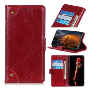 huismerk Voor Samsung Galaxy S22 5G Koper Buckle Nappa Textuur Horizontale Flip Leren Case met Houder & Card Slots & Portemonnee (Wijnrood)