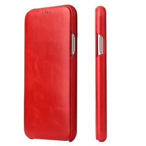 fierreshann Fierre Shann Business Magnetic Horizontal Flip Genuine Leather Case Voor iPhone X / XS(Rood)