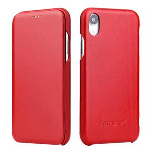 fierreshann Fierre Shann Business Magnetic Horizontal Flip Genuine Leather Case Voor iPhone XR(Rood)