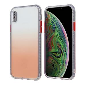 huismerk Gradiënt schokbestendig TPU + acryl geval met afneembare knoppen voor iPhone XS / X (oranje)