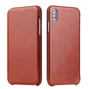 fierreshann Fierre Shann Business Magnetic Horizontal Flip Genuine Leather Case Voor iPhone XS Max(Bruin)