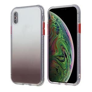 huismerk Gradiënt schokbestendig TPU + acryl geval met afneembare knoppen voor iPhone XR (bruin)