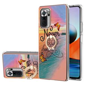 huismerk Voor Xiaomi Redmi Note 10 Pro / 10 Pro Max Electroplating Pattern IMD TPU Shockproof Case met Rhinestone Ring Holder (Dream Chasing Butterfly)