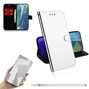 huismerk Voor Samsung Galaxy Note20 Geïmiteerd Mirror Surface Horizontale Flip Lederen Case met Holder & Card Slots & Wallet & Lanyard(Zilver)