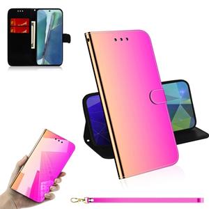 huismerk Voor Samsung Galaxy Note20 Geïmiteerd Mirror Surface Horizontale Flip Lederen Case met Holder & Card Slots & Wallet & Lanyard(Gradient Color)