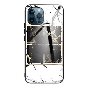 huismerk Marmeren gehard glas achteromslag TPU grenszaak voor iphone 13 pro (HCBL-22)