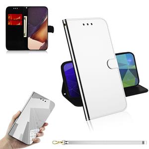 huismerk Voor Samsung Galaxy Note20 Ultra Imitated Mirror Surface Horizontale Flip Lederen Case met Holder & Card Slots & Wallet & Lanyard(Zilver)