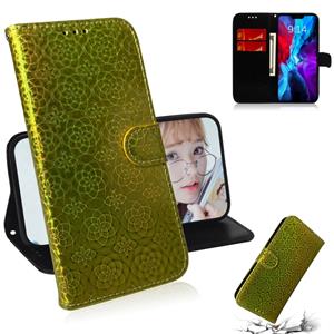 huismerk Voor iPhone 12 Solid Color Kleurrijke Magnetische Gesp Horizontale Flip PU Lederen case met Holder & Card Slots & Wallet & Lanyard(Goud)