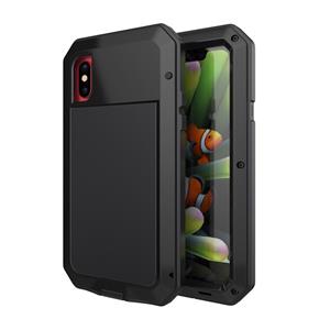 huismerk Metalen Shockproof waterdichte beschermhoes voor iPhone X (zwart)