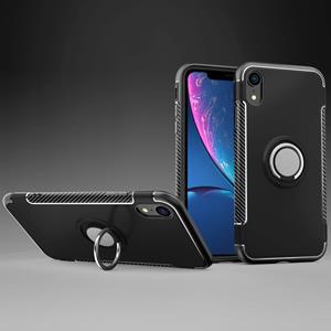 huismerk Magnetische 360 graden rotatie Ring Armor beschermhoes voor iPhone XR(Black)