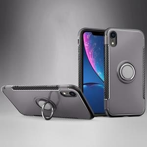 huismerk Magnetische 360 graden rotatie ring armor beschermhoes voor iPhone XR(Grijs)