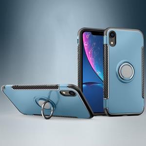 huismerk Magnetische 360 graden rotatie ring armor beschermhoes voor iPhone XR (Marine Blauw)