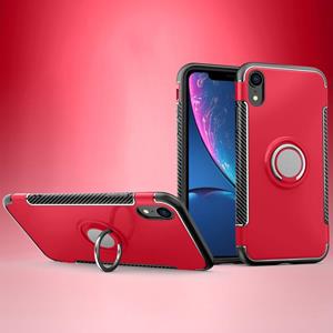 huismerk Magnetische 360 graden rotatie ring armor beschermhoes voor iPhone XR (Rood)