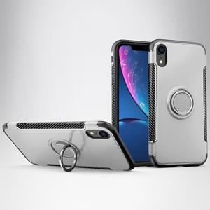 huismerk Magnetische 360 graden rotatie ring armor beschermhoes voor iPhone XR (Zilver)