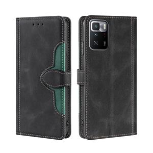 huismerk Voor Xiaomi Redmi Note 10 Pro 5G Huid Feel Stro Hat Magnetische Gesp horizontale Flip PU Lederen Case met Houder & Card Slots & Portemonnee (Zwart)