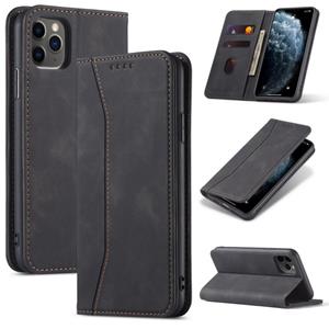 huismerk Skin-Feel Calfskin Texture Magnetische Dual-Fold Horizontale Flip Lederen Case met Houder & Card Slots & Portemonnee voor iPhone 13 Mini