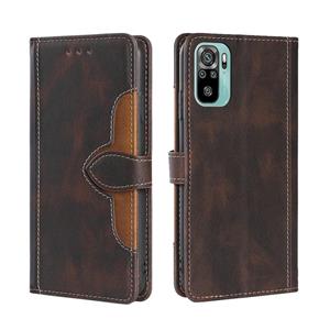 huismerk Voor Xiaomi Redmi Note 10 / Note 10s Skin Feel Straw Hat Magnetische Gesp Horizontale Flip PU Lederen Case met Houder & Card Slots & Portemonnee (Brui