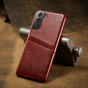 fierreshann Voor Samsung Galaxy S21 5G Fierre Shann Oil Wax Texture Leather Back Cover Case (Bruin)