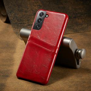 fierreshann Voor Samsung Galaxy S21 5G Fierre Shann Oil Wax Texture Leather Back Cover Case (Rood)