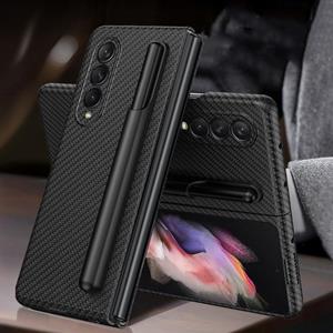 Voor Samsung Galaxy Z Fold3 5G GKK Ultra-dunne volledige dekking lederen telefoon Flip Case met penhouder