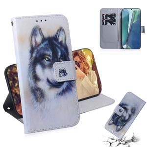 huismerk Voor Samsung Galaxy Note 20 Gekleurde tekening horizontale flip lederen hoes met Holder & Card Slots & Wallet(White Wolf)