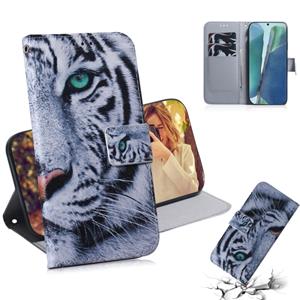 huismerk Voor Samsung Galaxy Note 20 Gekleurde tekening horizontale flip lederen hoes met Holder & Card Slots & Wallet(Tiger)